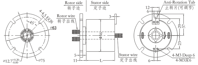 h1256fH1256F系列小過孔滑環(huán)（法蘭安裝） 系列滑環(huán)外形圖紙