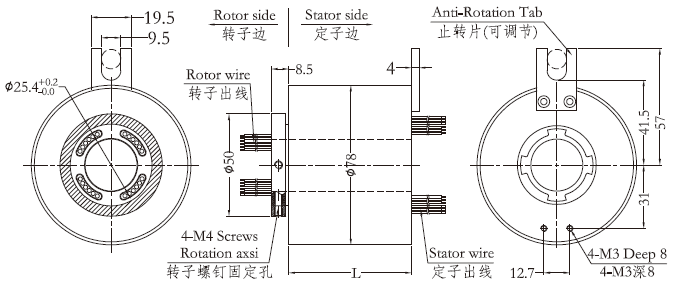 h2578H2578系列過孔導(dǎo)電滑環(huán) 系列滑環(huán)外形圖紙