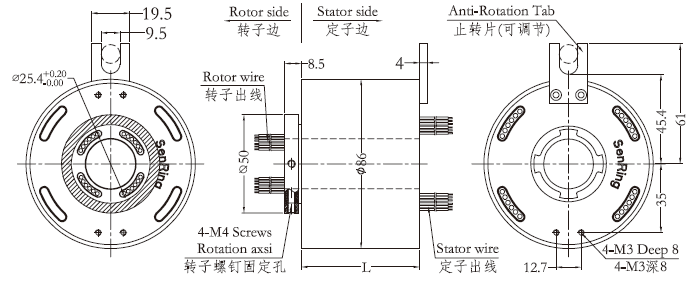 h2586H2586系列（過(guò)孔式、空心軸）滑環(huán) 系列滑環(huán)外形圖紙